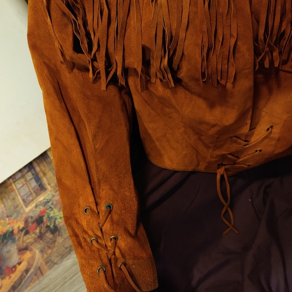 Wilson’s brown fringe leather coat small - Picture 12 of 14